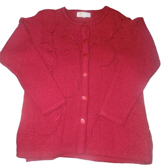 Variations Sweaters - Vintage 90's Button-Front Embroidered Cardigan Sweater S